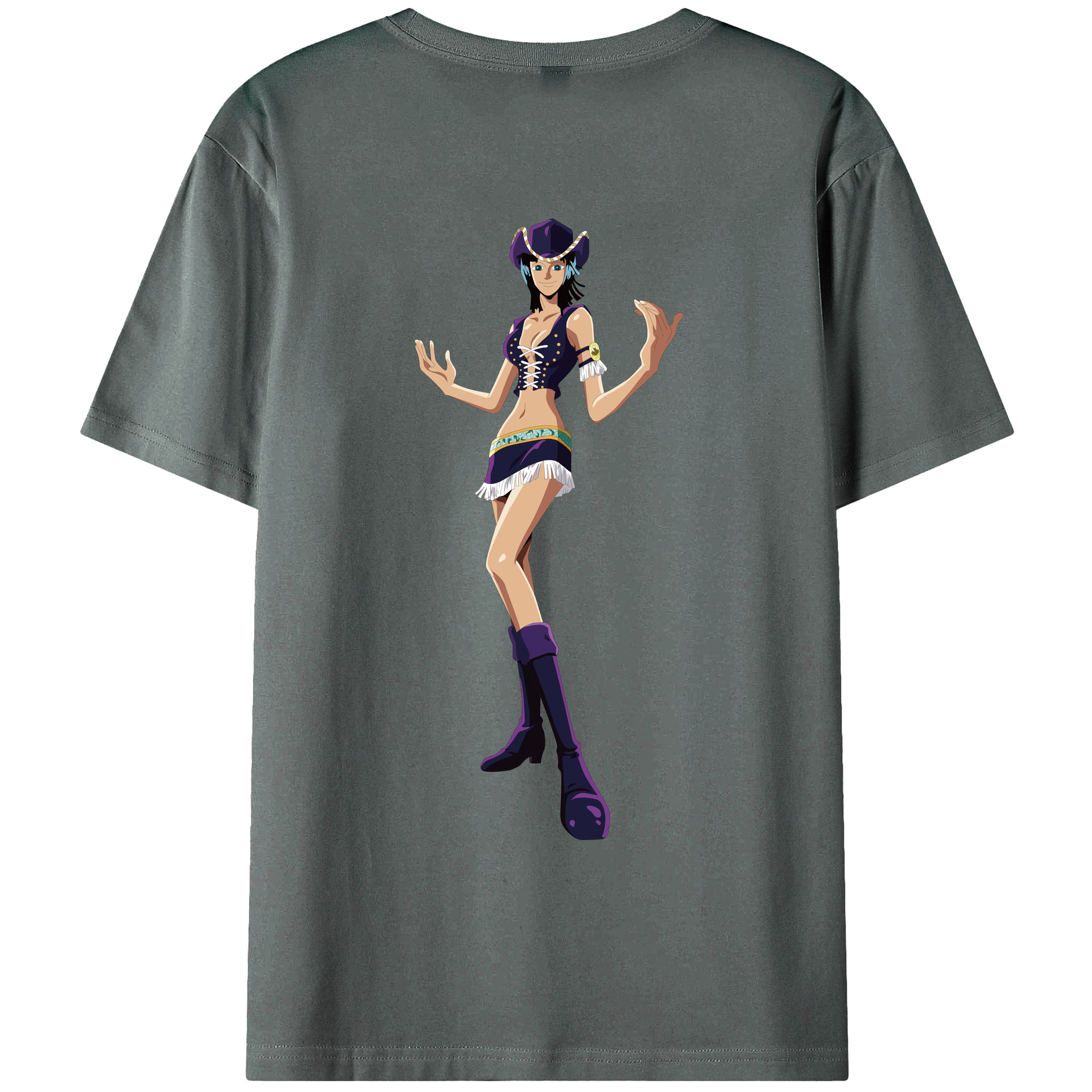 ワンピース ニコ・ロビン ONE PIECE Nico Robin 綿100％ メンズ半袖Tシャツ（バックプリント） 通気性